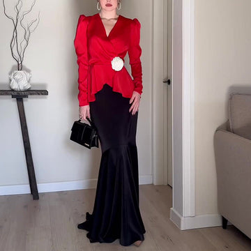 Women's Dress French Style Dress V-Neck Sexy Temperament With High-Rise Half-Body Skirt